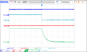 Figure 6. Turn OFF operation waveform of the SLG59H1405V Power MUX – safely and easily controlling the switching between different power sources