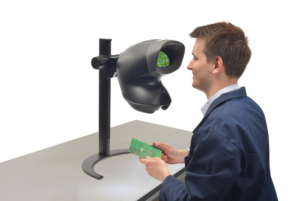 OPTA crescent man back left PCB with image Vision Engineering launches OPTA sub £1k stereo microscope