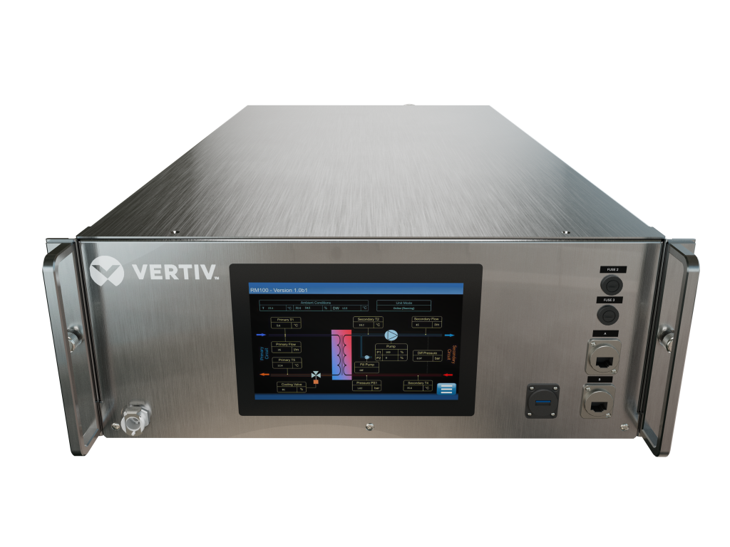 XDU100 4000x3000 Front Vertiv CoolChip CDU MODIFIED LCD Vertiv expands liquid cooling portfolio with scalable solutions for AI and HPC applications